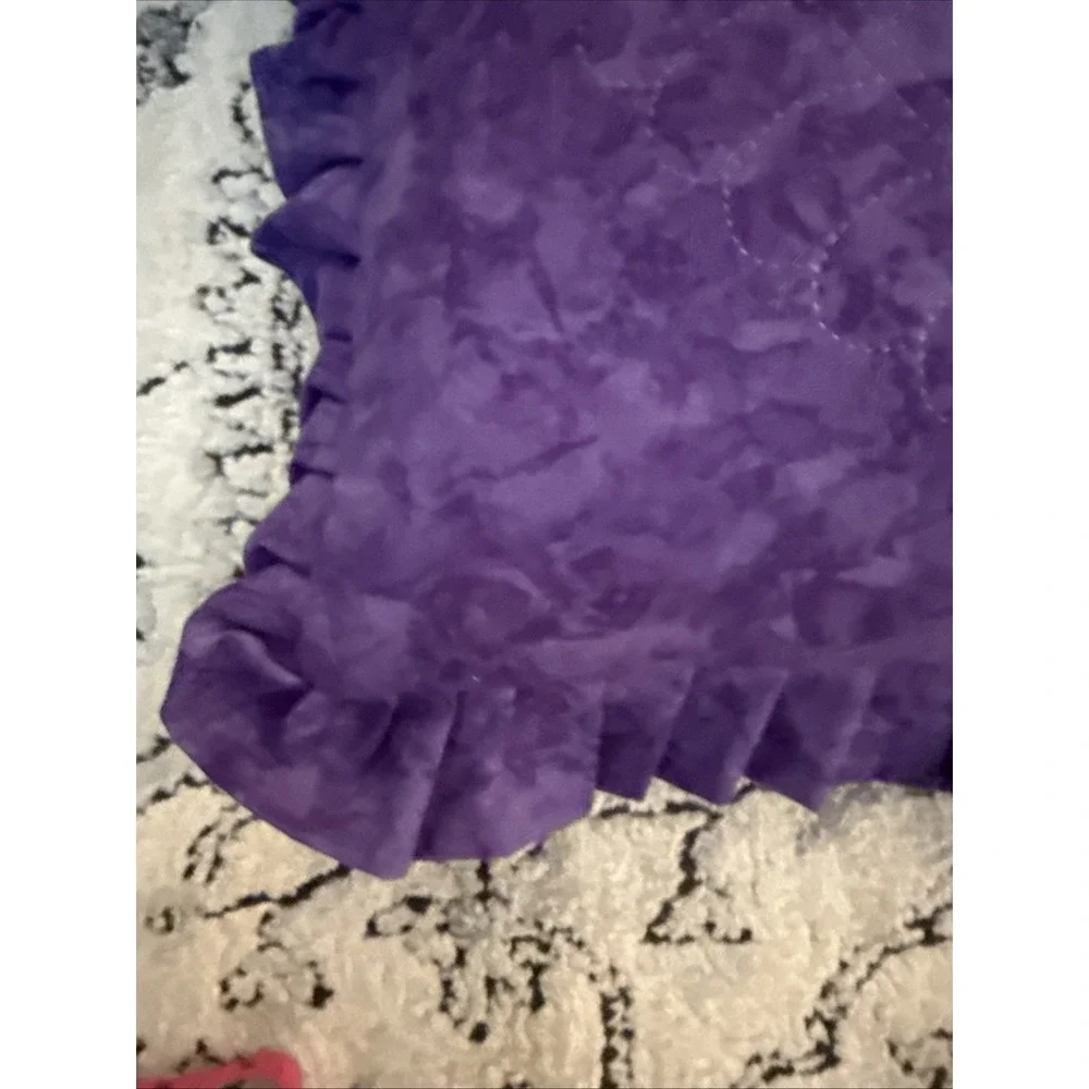 Set Of Two Purple Quilted Ruffled Pillows With Removable Covers Homemade 17x17